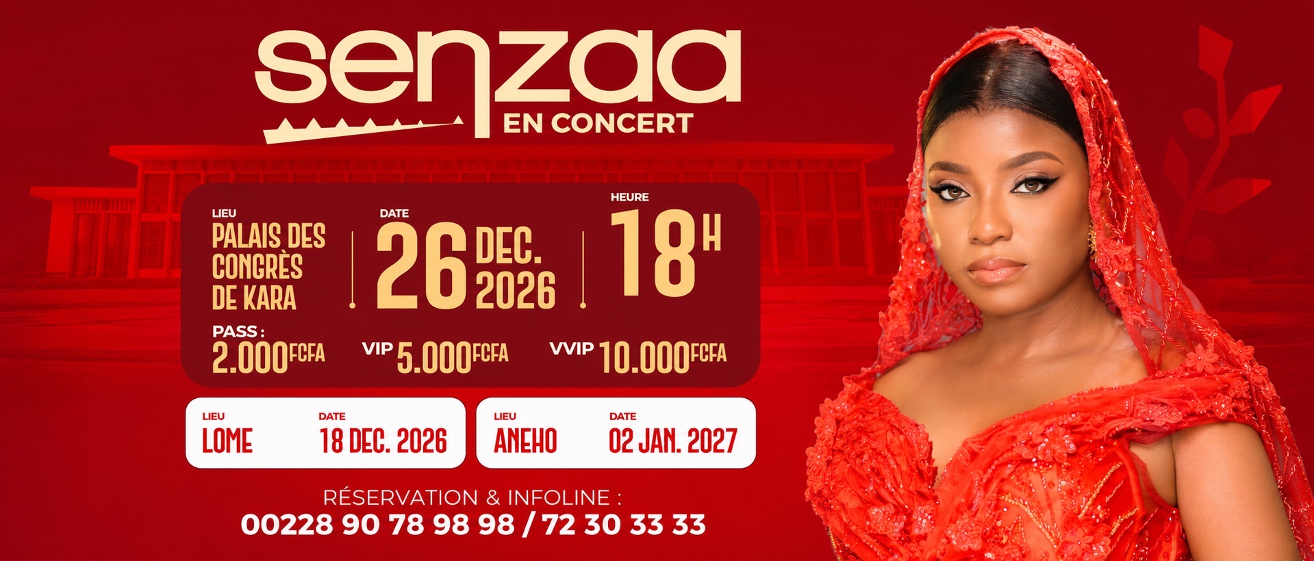 Affiche officielle du concert de Senzaa à Kara, Palais des Congrès de Kara